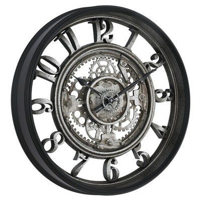 20 Inch Industrial Wall Clock Analog Moving Gears Decorative Home