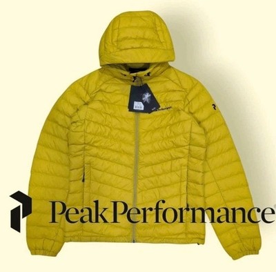 Peak Performance Frost Down Hood Jacket Herren M Yellow 700 Fill Power Neu...