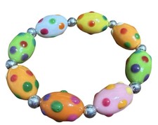 Easter Egg Dots Plastic Streatch Bracelet for Girls NWOT 6"