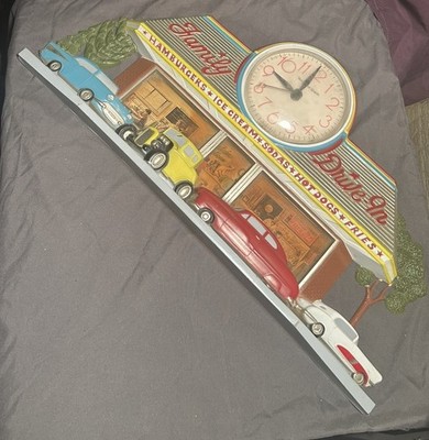 Vintage New Haven Quartz Family Drive-In Diner Wall Clock Coca Cola Burwood Prod