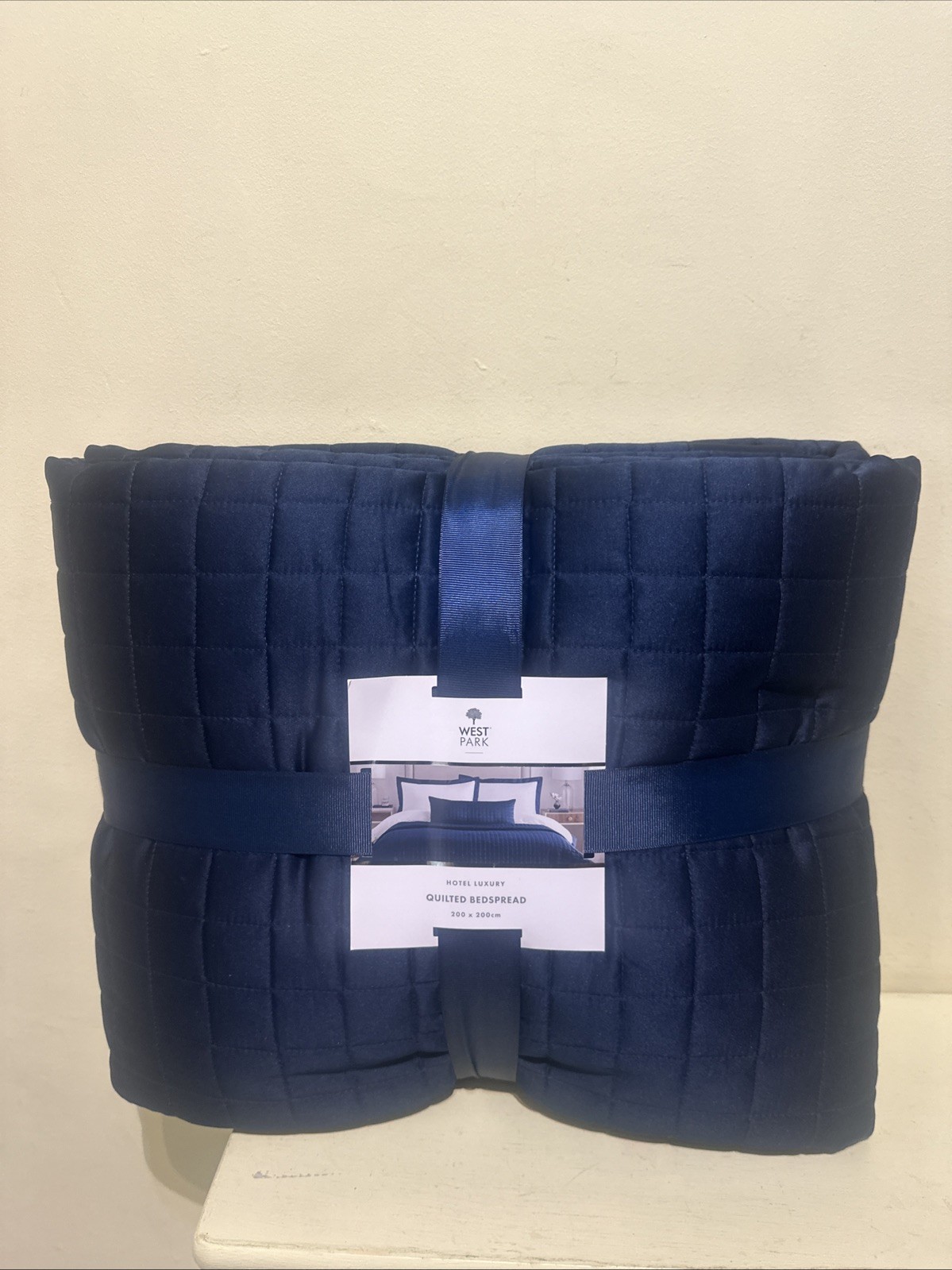 West Park Hotel Luxury Quilted Bedspread 200x200cm Double Navy