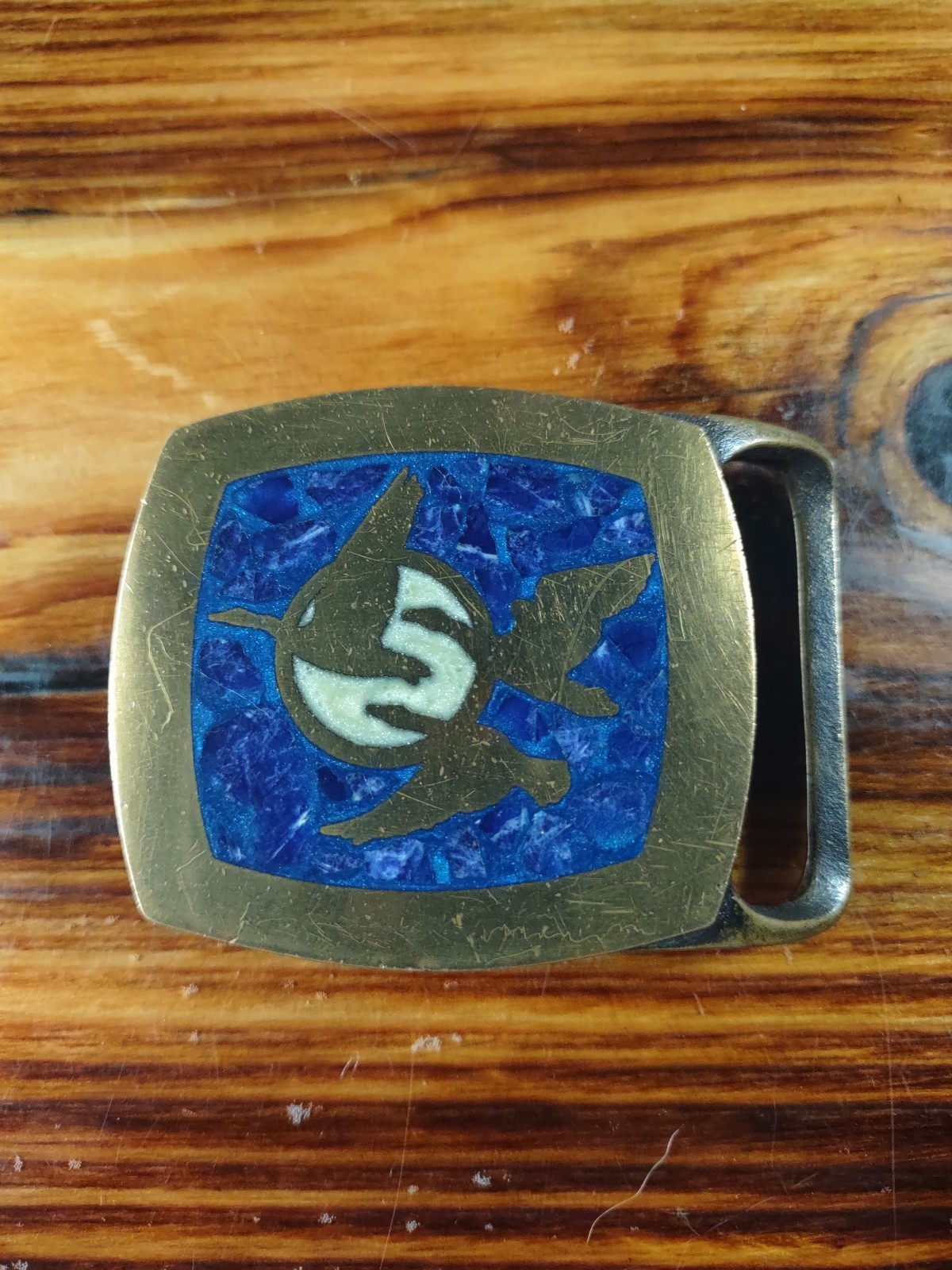 Migration Geese Ducks Solid Brass Inlay Chip 1978… - image 1