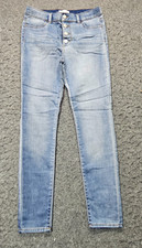 Jordache Super Skinny Azul Denim Snap Botón Jeans Mujer Adolescente Talla 16 Slim