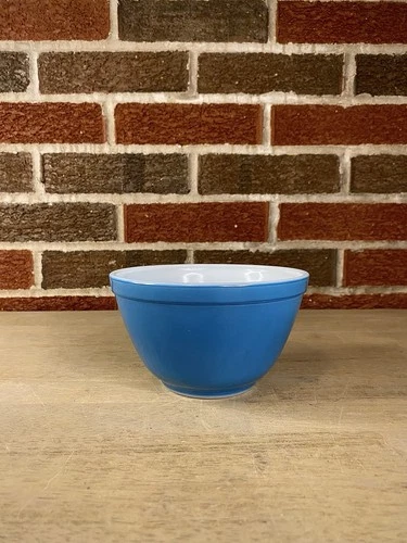 Vintage Pyrex Primary Blue 401 Small Nesting Mixing Bowl 1.5 Pint Glass #2