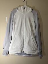 Women's Lululemon Ivory and Gray Sweatshirt Hoodie Jacket Size 8 Full Zip