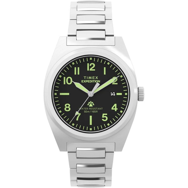 Timex Expedition Capstone Quarz Schwarzes Zifferblatt Stahlband Herrenuhr TW2...-image