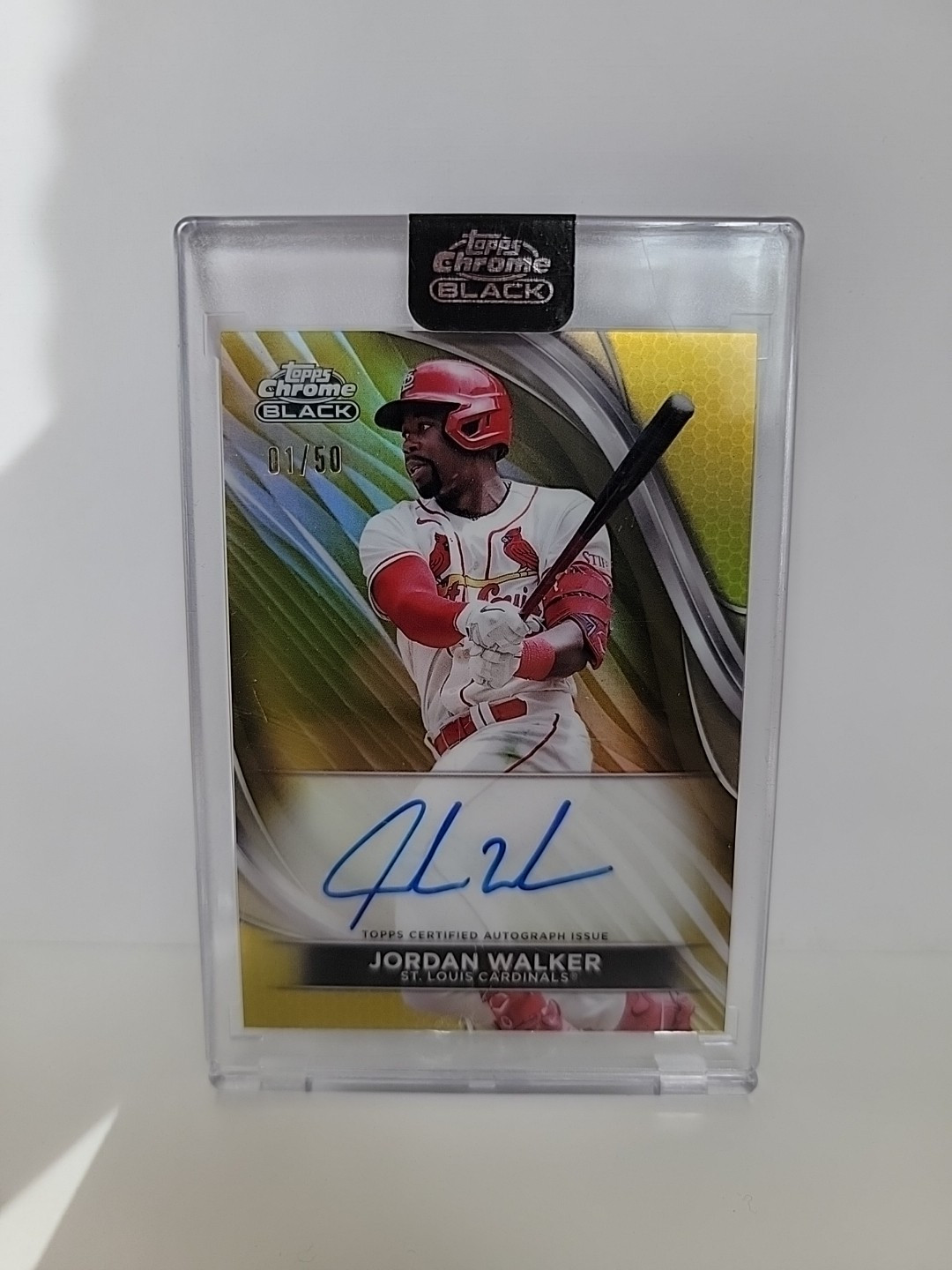 2024 Topps Chrome Black - Jordan Walker - GOLD Auto 1/50 - Encased - SSP