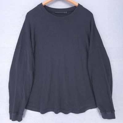 Jenni Kayne Shirt Womens Small Black Long Sleeve Crewneck Cotton Peru Relaxed