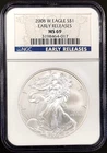2008 W Silver Eagle certified Early Releases, MS 69 by NGC! NO RESERVE!