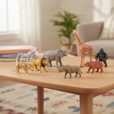Safari Animal Figurines Set for Kids, 10 Piece Realistic Wild Zoo Animals Col...
