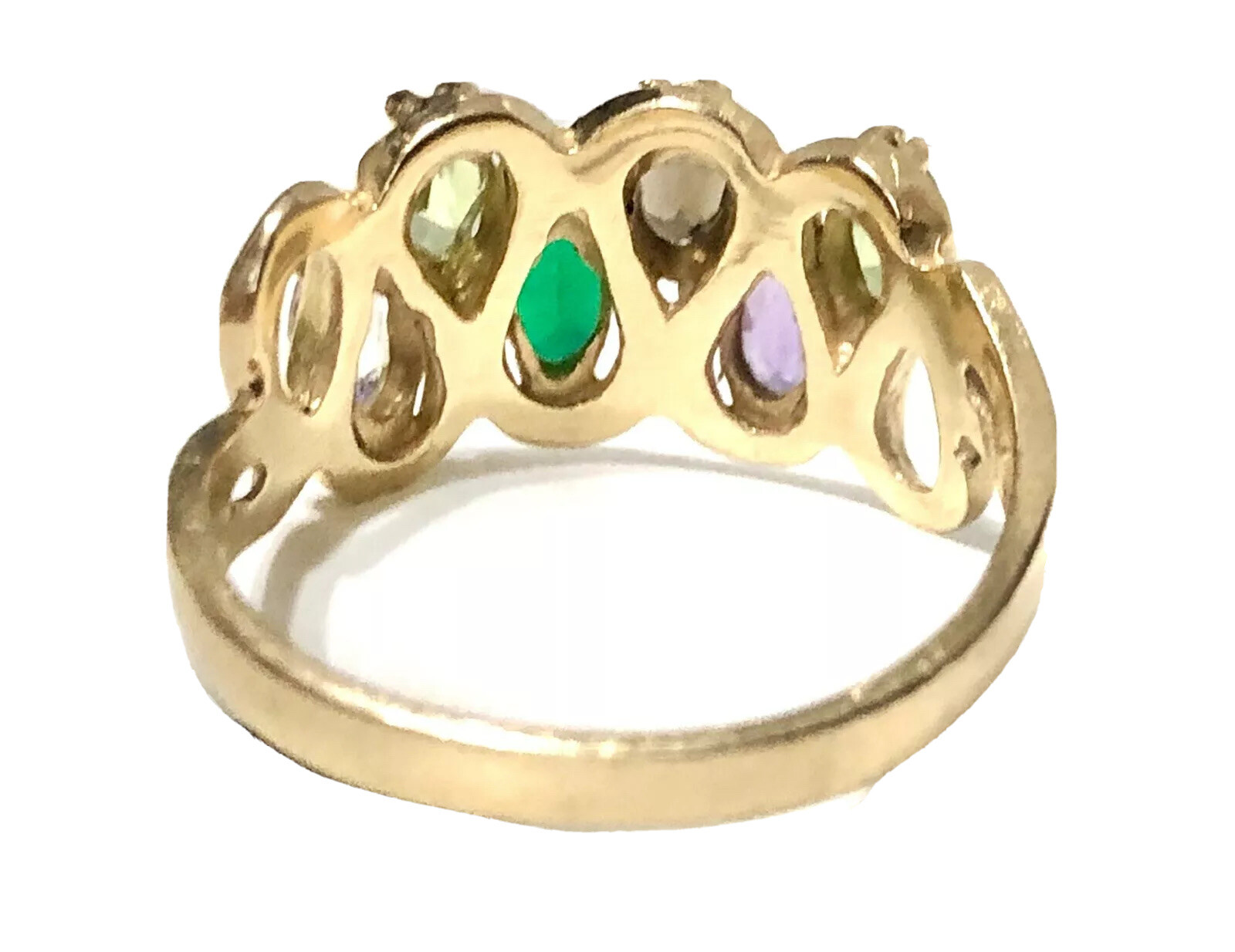 14k Solid Yellow Gold Multi Gemstone Ring Amethys… - image 3