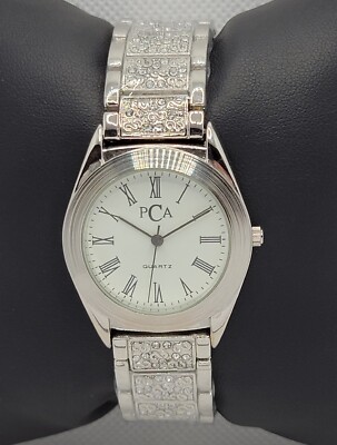 Mens Pier Carlo D Alessio Designer Collection PCA Silver Tone Iced Band Watch I5