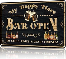 Bar Sign Decor Bar Open Metal Tin Signs for Home Bar Man Cave Vintage Wall Acces
