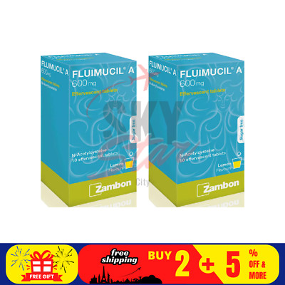 2 X FLUIMUCIL A 600mg Effervescent Tablet 10s Clear Phlegm Free Shipping