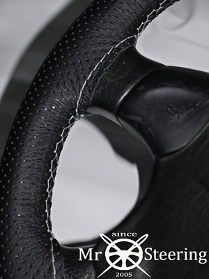 FOR 05-12 MERCEDES ATEGO PERFORATED LEATHER STEERING WHEEL COVER WHITE DOUBLE ST