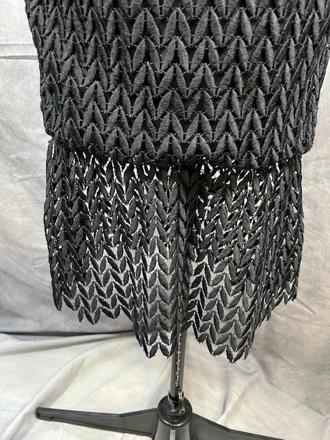 Kay Unger 黑色 Tatum 花卉花边紧身迷笛连衣裙 0 码鸡尾酒 $248 — 第 4/4 张图片