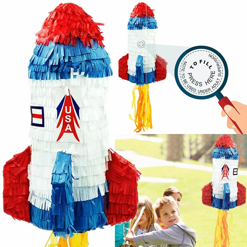 Pinata Set: Rakete + Maske + Stock + Füllung - Party Kindergeburtstag Geburtstag - Bild 2 von 4