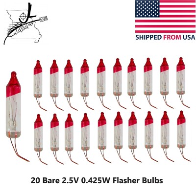 20 BARE Mini Bulb Flashers Christmas Tree Lights Replacement Bulbs 2.5 V .425W