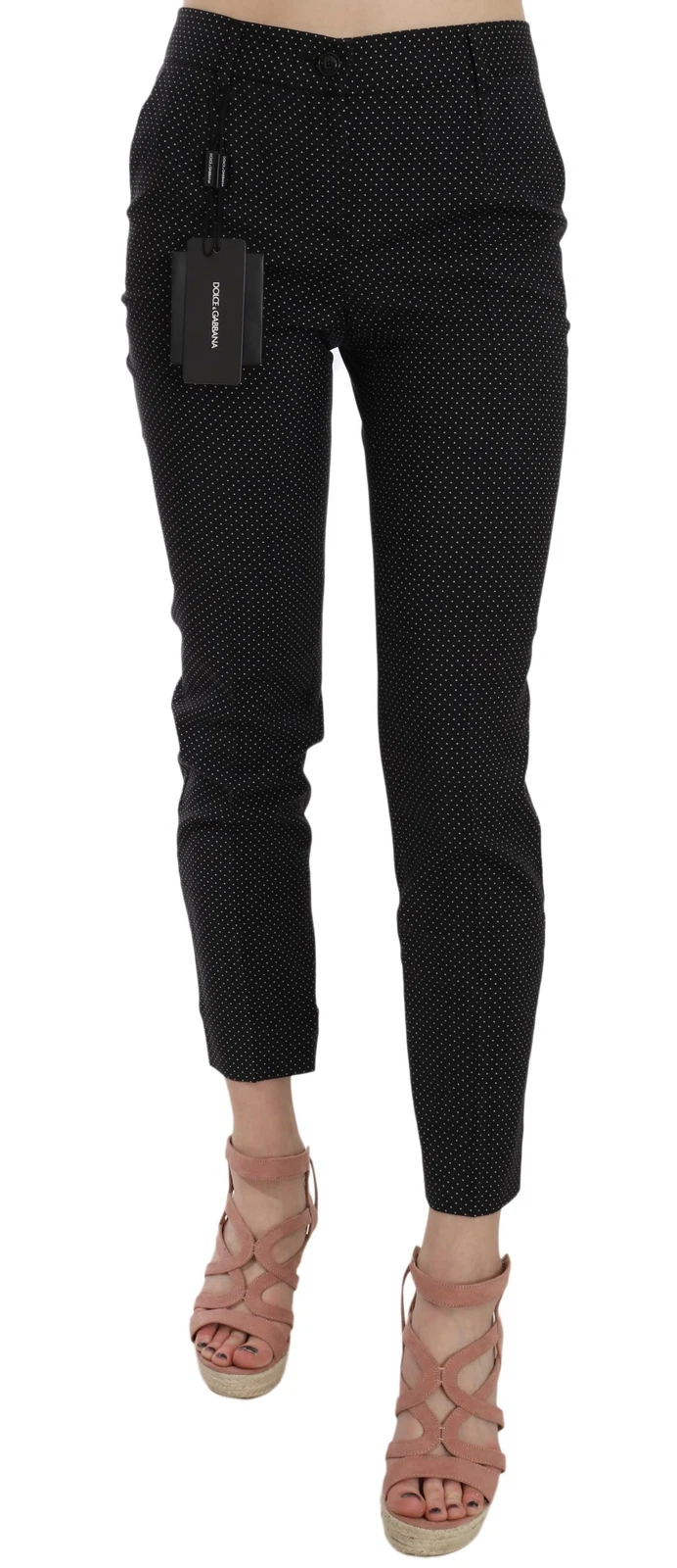 DOLCE & GABBANA Pants Polka Dot Slim Capri Trousers Tapered IT38/US4/XS $850