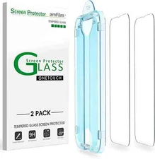 (2 Pack) amFilm iPhone 14/iPhone 13 & Pro OneTouch Glass Screen Protector (6.1")