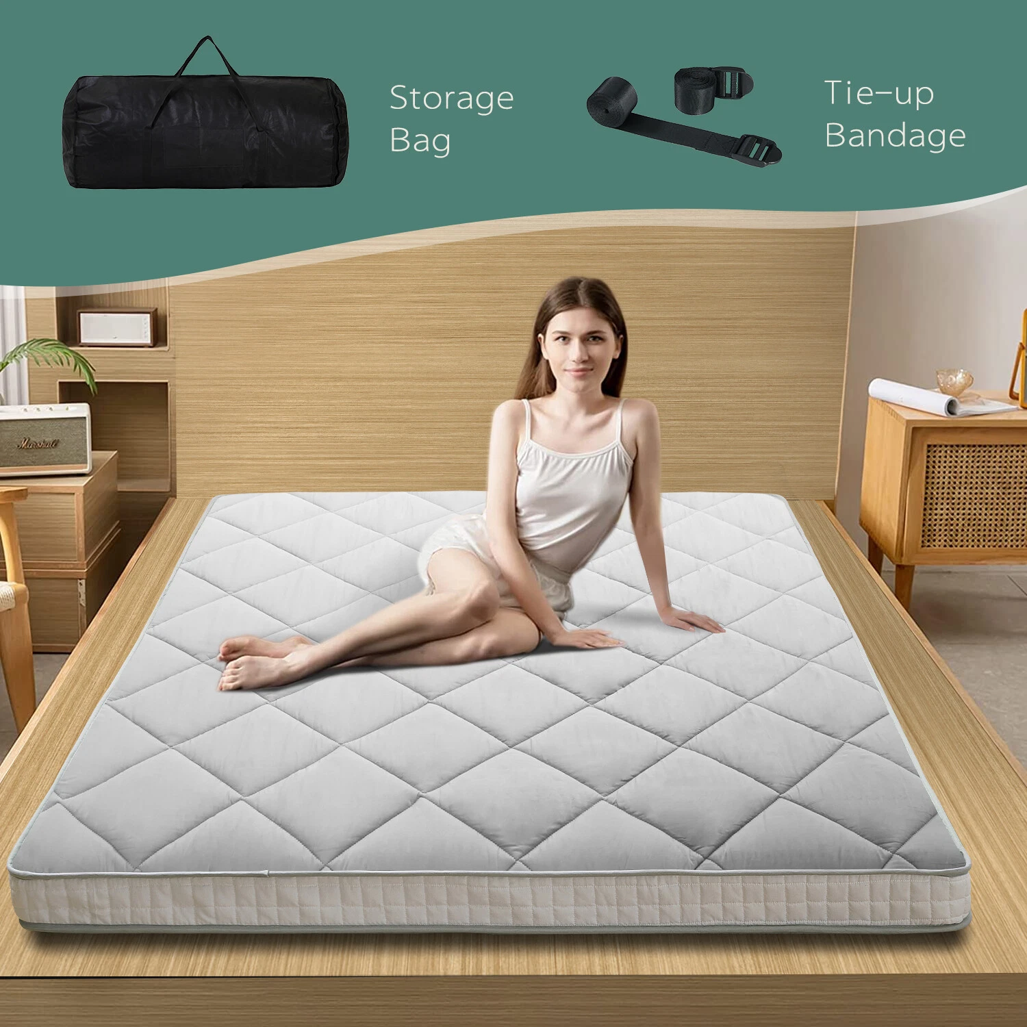 NAIZEA Japanese Floor Mattress Potable Floor Sleeping Pad 80x60x4in Queen Size
Opens in a new window
