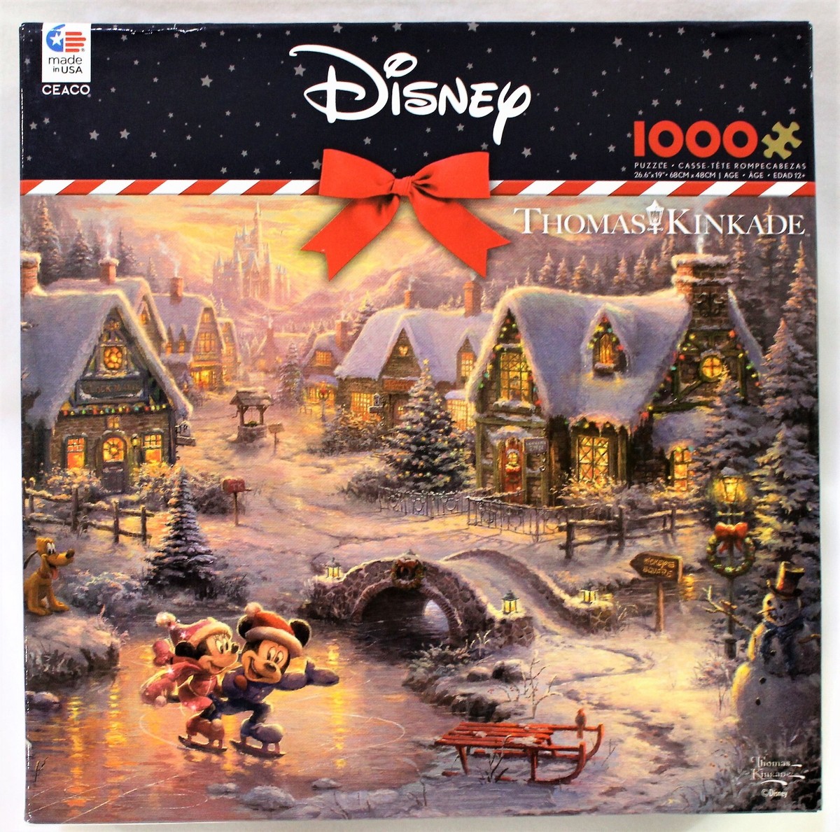 Thomas Kinkade Disney Puzzle Christmas Holiday Mickey Minnie 1000 Piece  Puzzle
