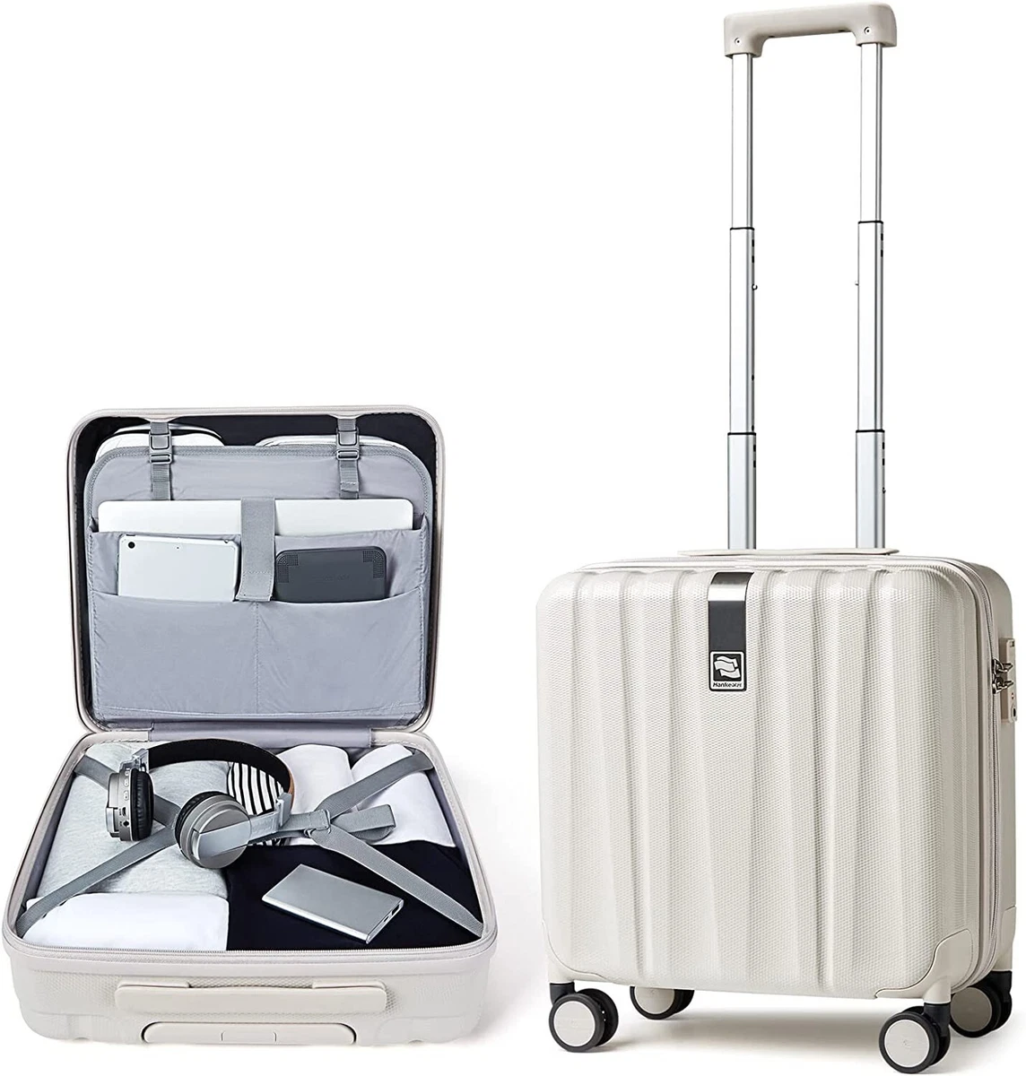 Amazon.com | Hanke 14 Inch Underseat Carry On Luggage with Wheels,  Lightweight, Waterproof, TSA-Approved, Suitcase, Ivory White | Carry-Ons