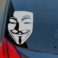 V Guy Fawkes mask vinyl sticker decal vendetta Anarchy Rebel 99% info wars 1776