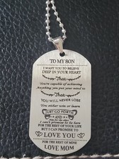 New To my Son Love Mom Christmas gift Stainless steel dog tag necklace silver