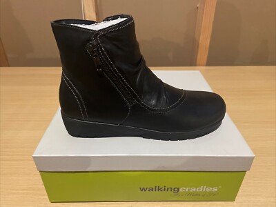 Walking Cradles Womens Zeplin Black Ankle Boots Shoes Narrow (C