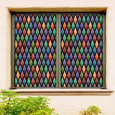 3D Color Rhombus A354 Window Film Print Sticker Cling Stained Glass UV Zoe