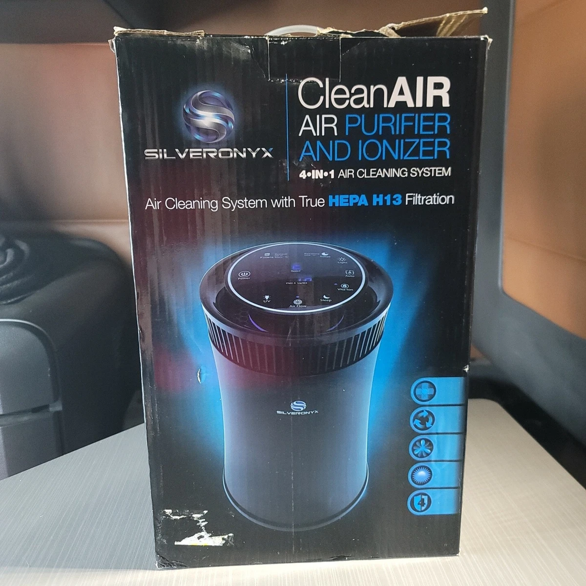 SilverOnyx HEPA Carbon 5 Speed Large Room Air Purifier Silver NEW