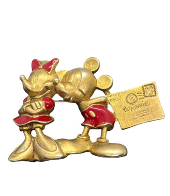 Disney AAI red and gold enamel Minnie & Mickey Mouse love letter
