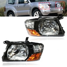 Pair Headlights Left Right Fits For Mitsubishi Pajero Montero 2000-2006