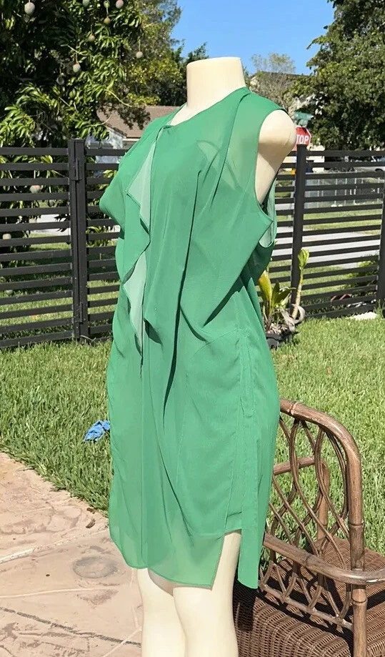 Acne STUDIOS ABITO SLIP VERDE ALEXIS CONTR PSS13 CON VOLANT Tg 40