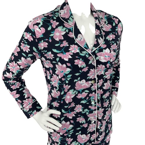 Cosabella Pajama Womens Small Navy floral Set Top & Pants Pima Cotton $150 Peru - Picture 2 of 12