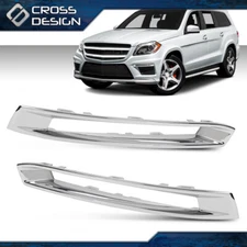 Pair Front Fog Light Cover Chrome Trim 1668851774 Fit For Benz X166 GL 13-16