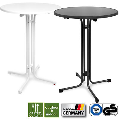 Klappbarer Stehtisch Aus Metall – Rund, Schwarz, Wetterfest Für Garten & Party