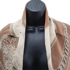 Women's Silk Scarf Brown Equestrian Themed Large 32/33" Square Wrap