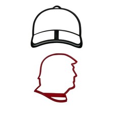TRUMP MAGA THEME BASEBALL HAT SET OF 2 COOKIE CUTTERS MADE IN USA PR9008