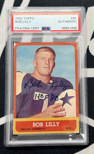 1963 Topps Bob Lilly  Rookie RC hand signed #82 Autographed Auto PSA Cowboys HOF