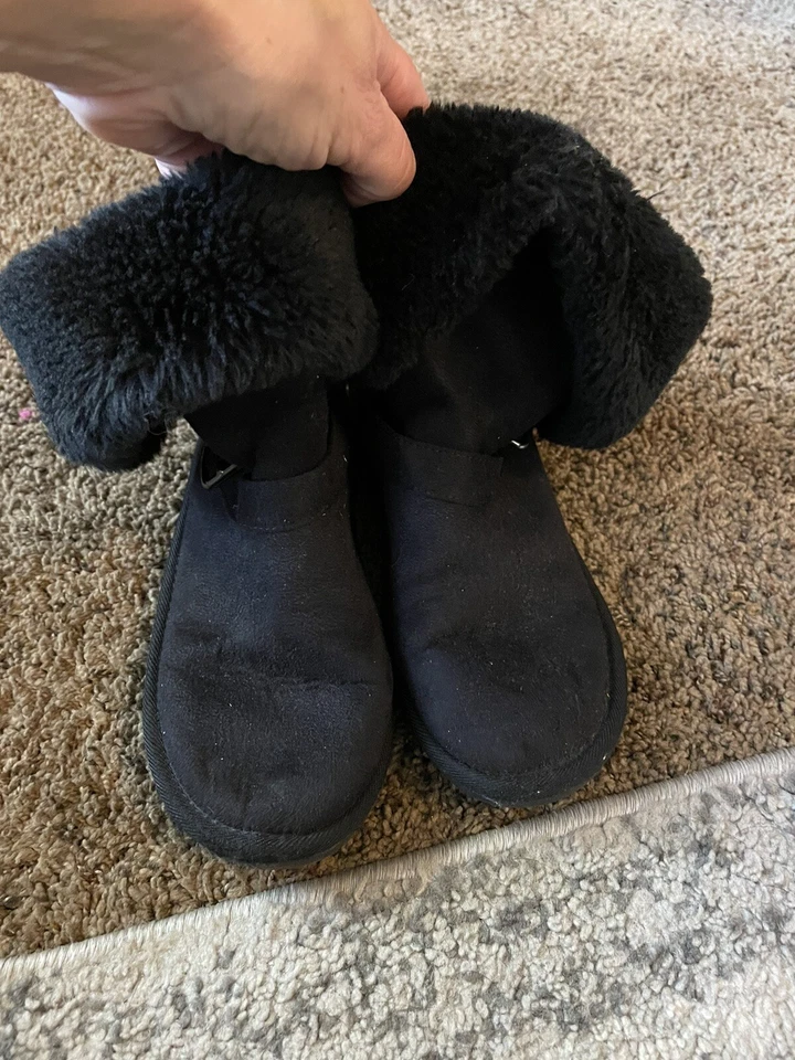 Justice Girls talla 3 botas “peludas” de gamuza negra. Gran par. Lindos detalles Foto 4 de 4