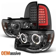 Fits 05-11 Toyota Tacoma Halo Projector Headlights w/ LED Tail Lights Set- Smoke