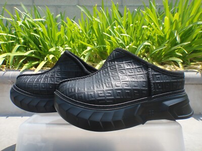 Givenchy Winter Mallow Slip on, Platform Embossed Black Leather  