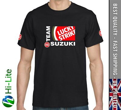 TS87 TEAM LUCKY STRIKE SUZUKI BLACK T SHIRT RGV250 GSXR SCHWANTZ