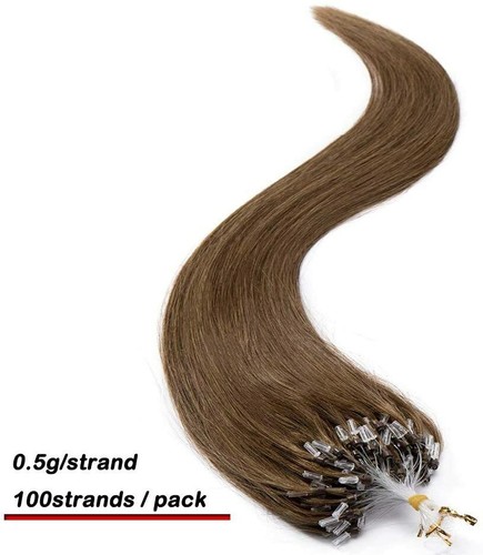 Micro Ring Beads Loop Tip Human Hair Extensions Silicone Micro Link Russian Hair - Picture 32 of 70