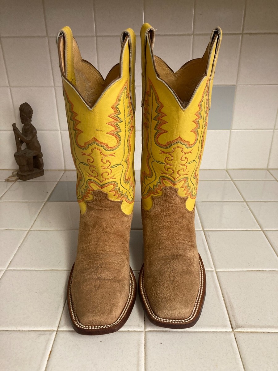 Justin Womens Cowboy Dance Rodeo Boots Size 7 B Tan & Yellow  display picture 3