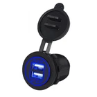 Fast Charge Adapter Dual Ports USB Charger with Voltmeter for Car and Motorcycle