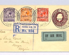 GB KGV Cover INTERNATIONAL STAMP EXHIBITION 1923 London Air Mail BELGIUM XG26