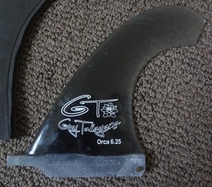 Guy Takayama 6.25 Orca Fin Smoke Black Fiberglass Center Longboard Single 2+1